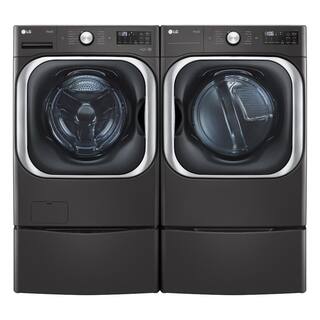 LG 9 cu. ft. Large Capacity Vented Smart Stackable Electric Dryer with Sensor Dry TurboSteam Extra Cycles in Black Steel DLEX8900B