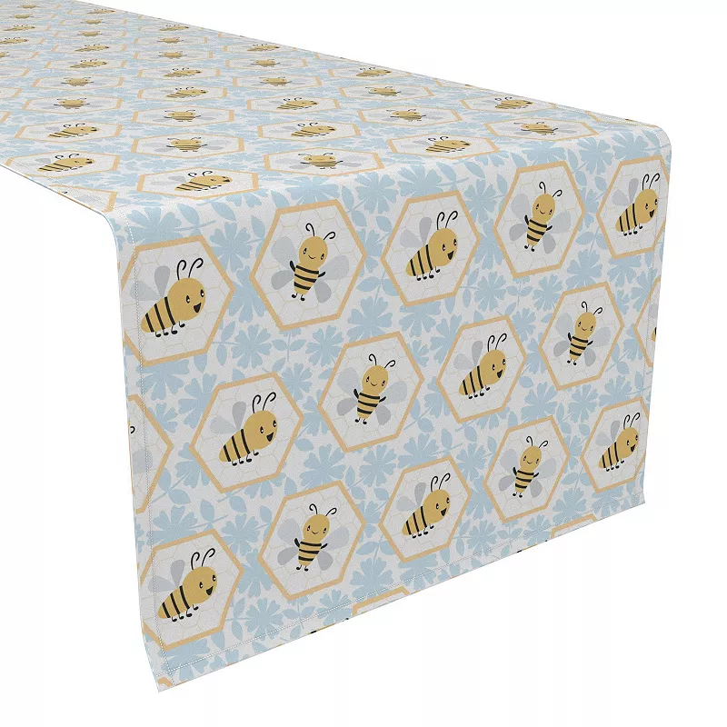 Table Runner， 100% Polyester， 12x72， Cartoon Honeycomb Bees