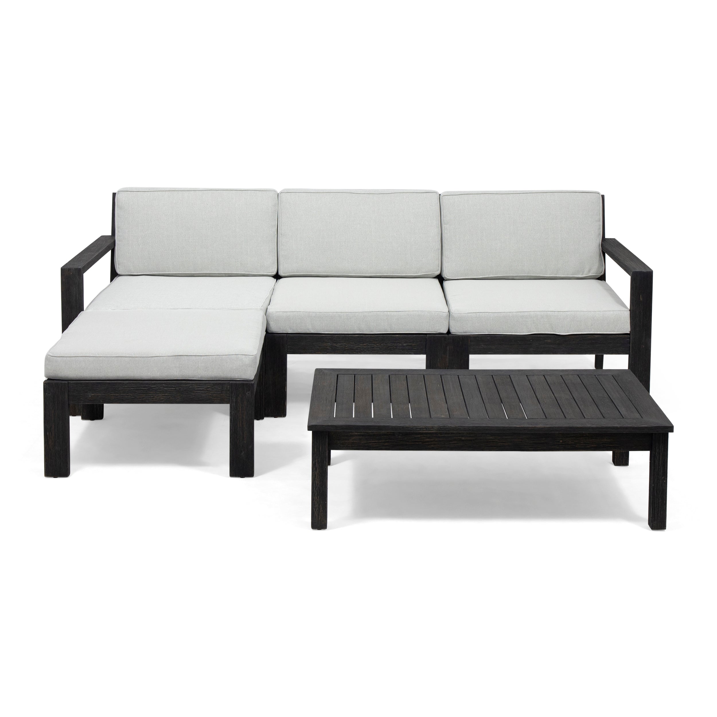 Makayla Ana Outdoor 3 Seater Acacia Wood Sofa Sectional with Cushions