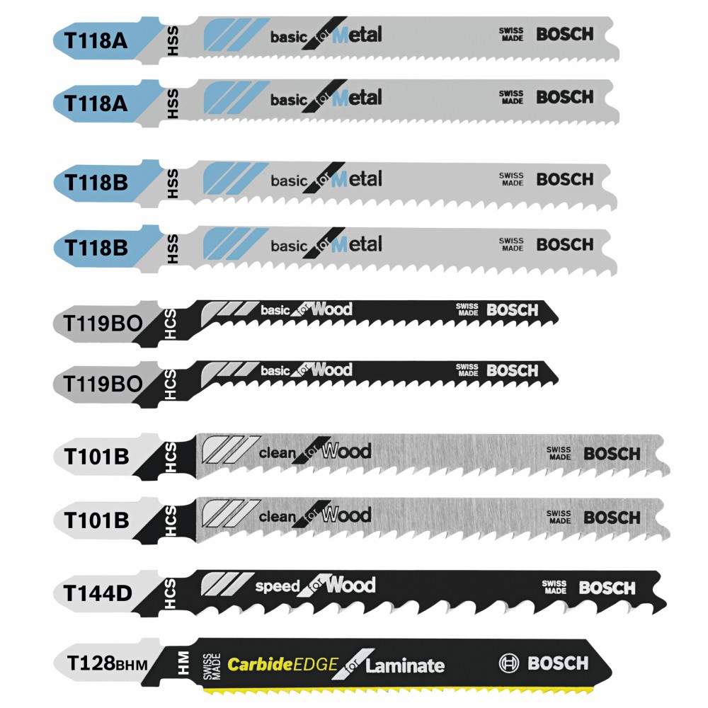 Bosch Jig Saw Blade Set 10pc Laminate/Wood/Metal T Shank T10C from Bosch