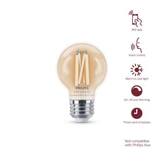 Philips 40-Watt Equivalent G16.5 Smart Wi-Fi LED Tuneable White Light Bulb Powered by WiZ with Bluetooth (2-Pack) 567271