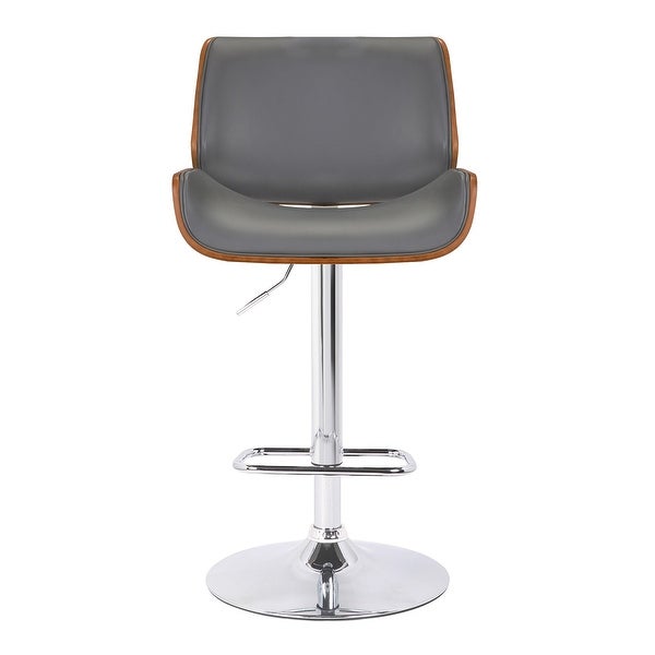 Gray Upholstered Chrome Base Adjustable Bar Stool - 46