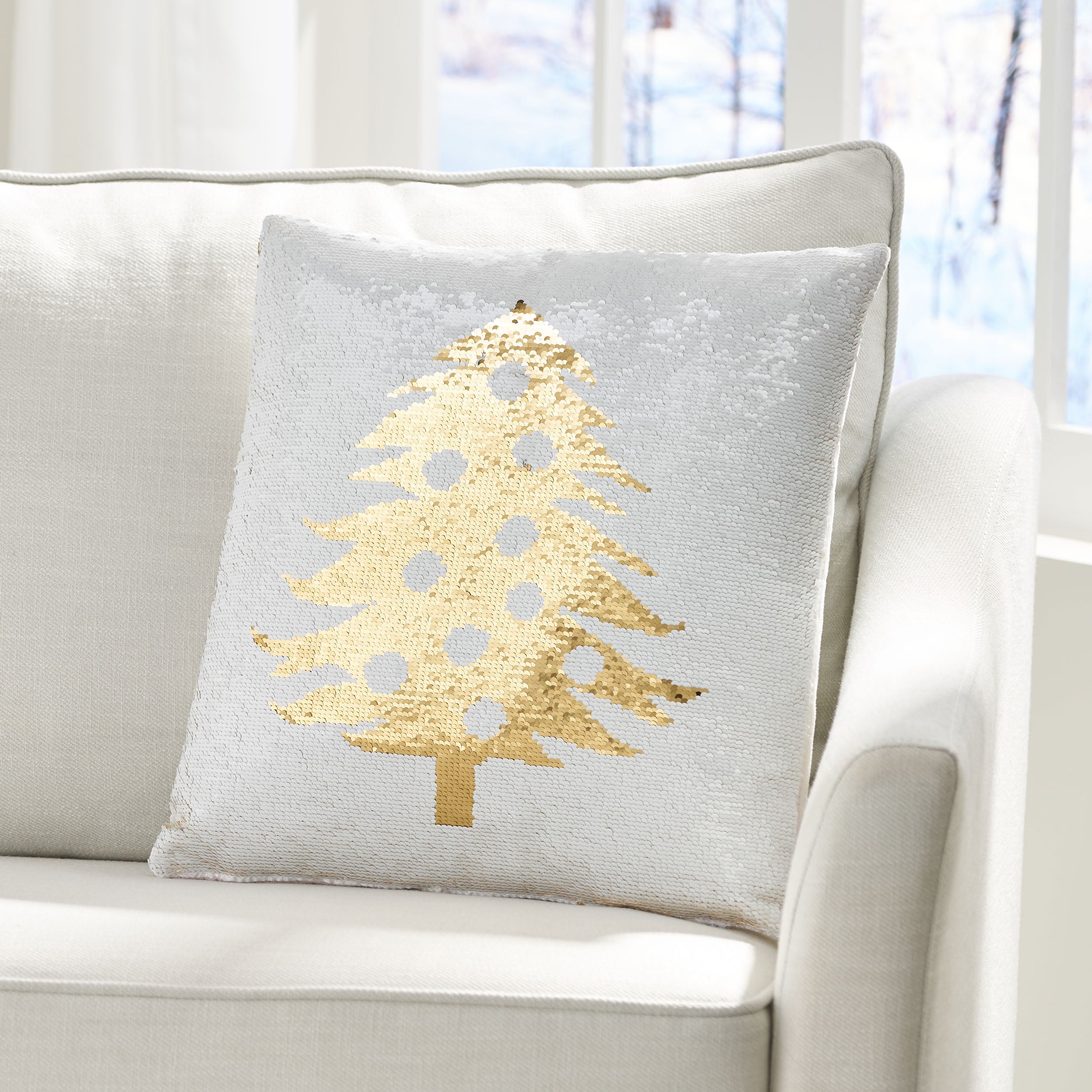 Krosp Glam Sequin Christmas Throw Pillow Cover