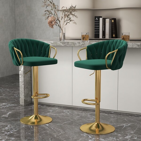 2 Set Counter Height Velvet Bar Stools