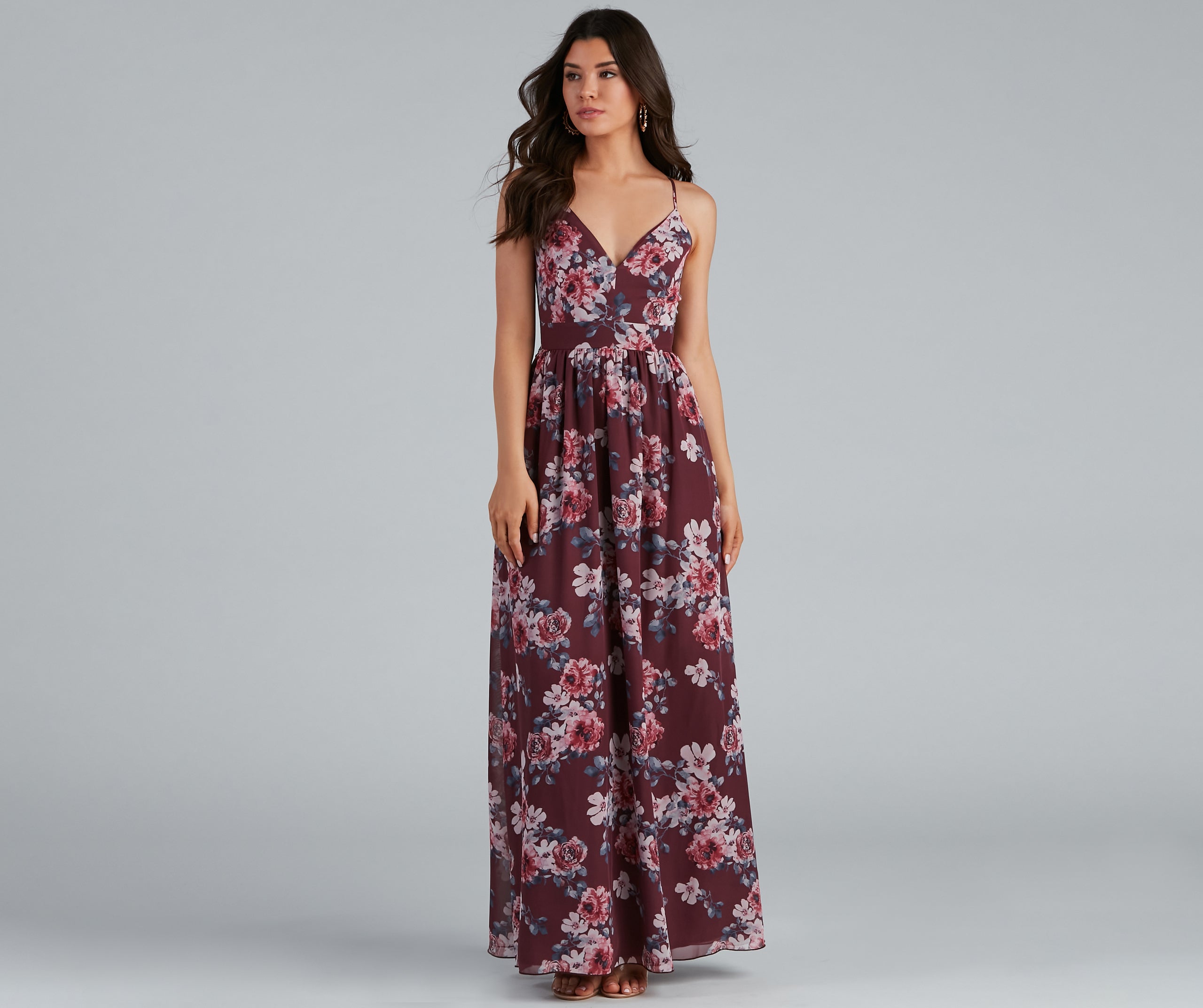 Floral Fantasy Open Back Maxi Dress