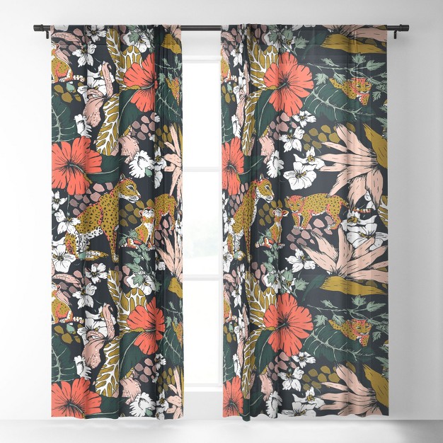 Marta Barragan Camarasa Animal Print Dark Jungle Single Panel Sheer Window Curtain Deny Designs