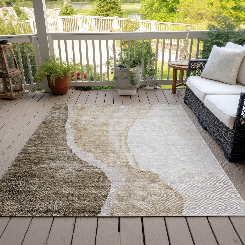 Machine Washable Indoor/ Outdoor Chantille Modern Abstract Rug