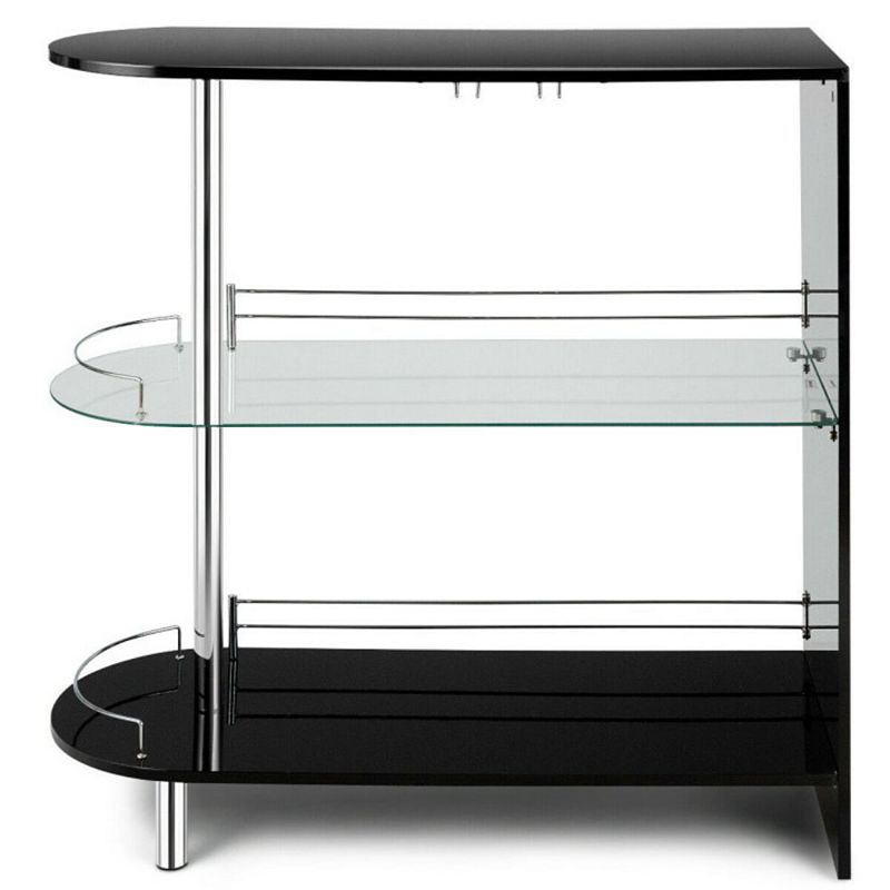 Hivago 2-holder Bar Table with Tempered Glass Shelf