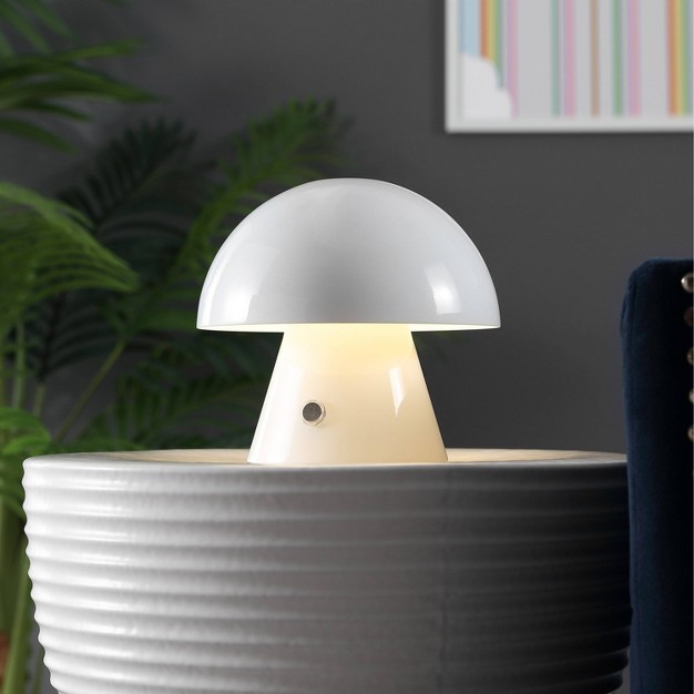 Porcini Contemporary Bohemian Rechargeable cordless Iron Integrated Led Mushroom Table Lamp Jonathan Yfeb