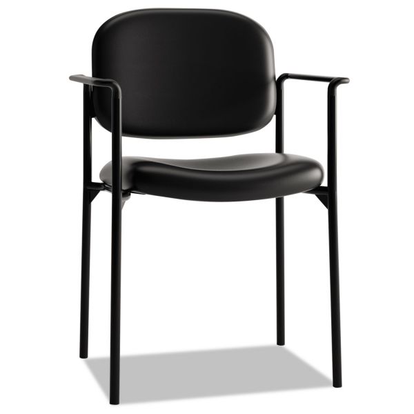 HON VL616 Stacking Guest Chair with Arms， Bonded Leather Upholstery， 23.25