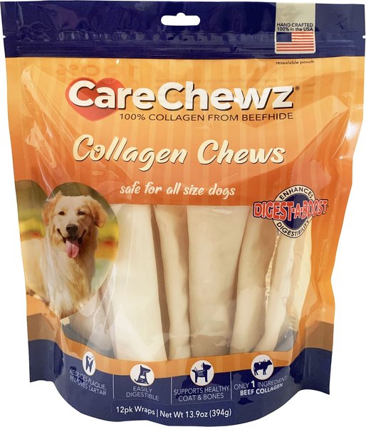 Pet Factory CareChewz 6 to 7-inch Collagen Wrap Natural Flavored Dog Hard Chews， 12 count