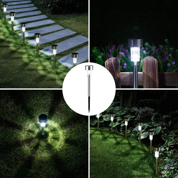 10 pack Stainless Steel Outdoor Solar Lights for Garden