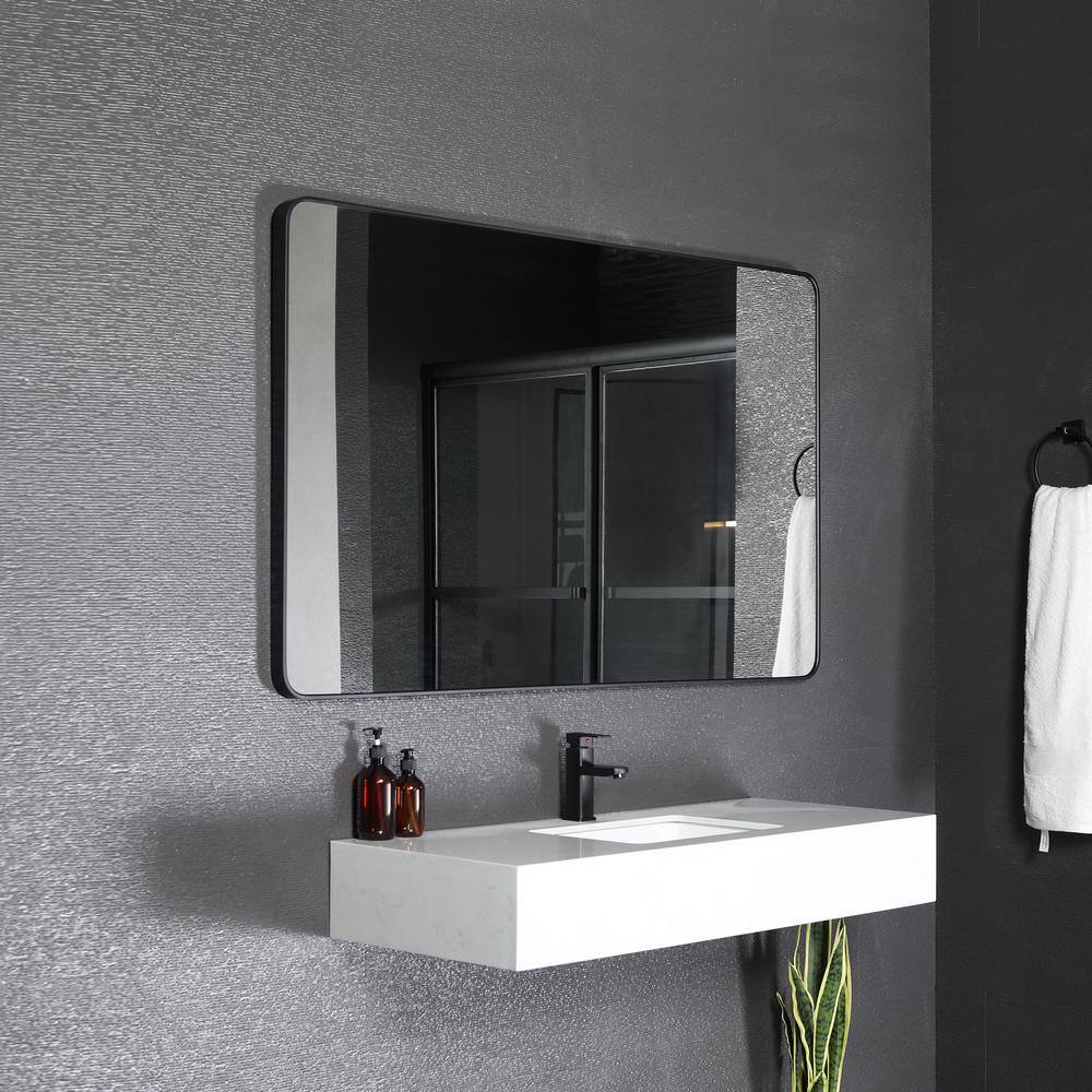 niveal 60 in. W x 36 in. H Rectangular Framed Wall Bathroom Vanity Mirror in Matte Black SM-6036MB