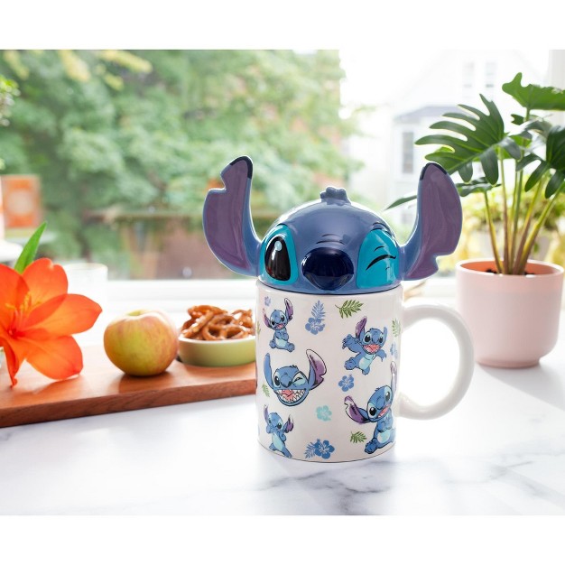 Silver Buffalo Disney Lilo amp Stitch Ceramic Mug With Sculpted Topper Holds 18 Ounces