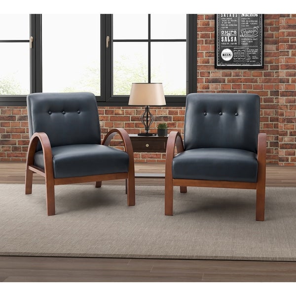 Panope Contemporary Leather Armchair with Button-tufted Back Set Of 2 by HULALA HOME