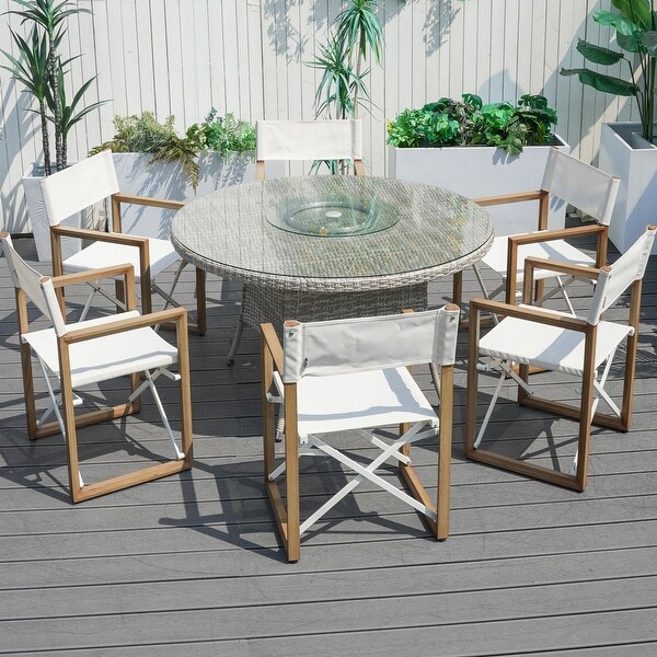 Modern Aluminum 7Piece Outdoor Rattan Dining Set