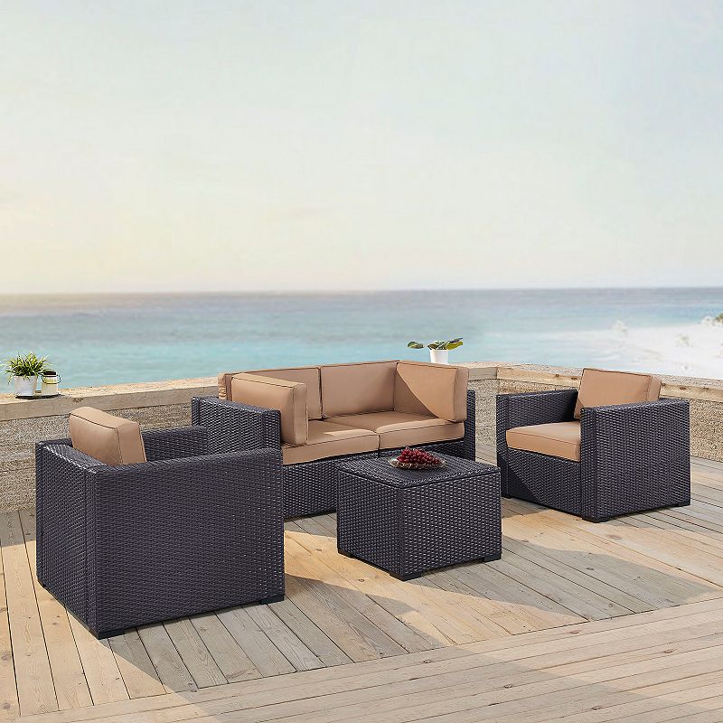 Crosley Furniture Biscayne Patio Wicker Chair and Coffee Table 5-piece Set