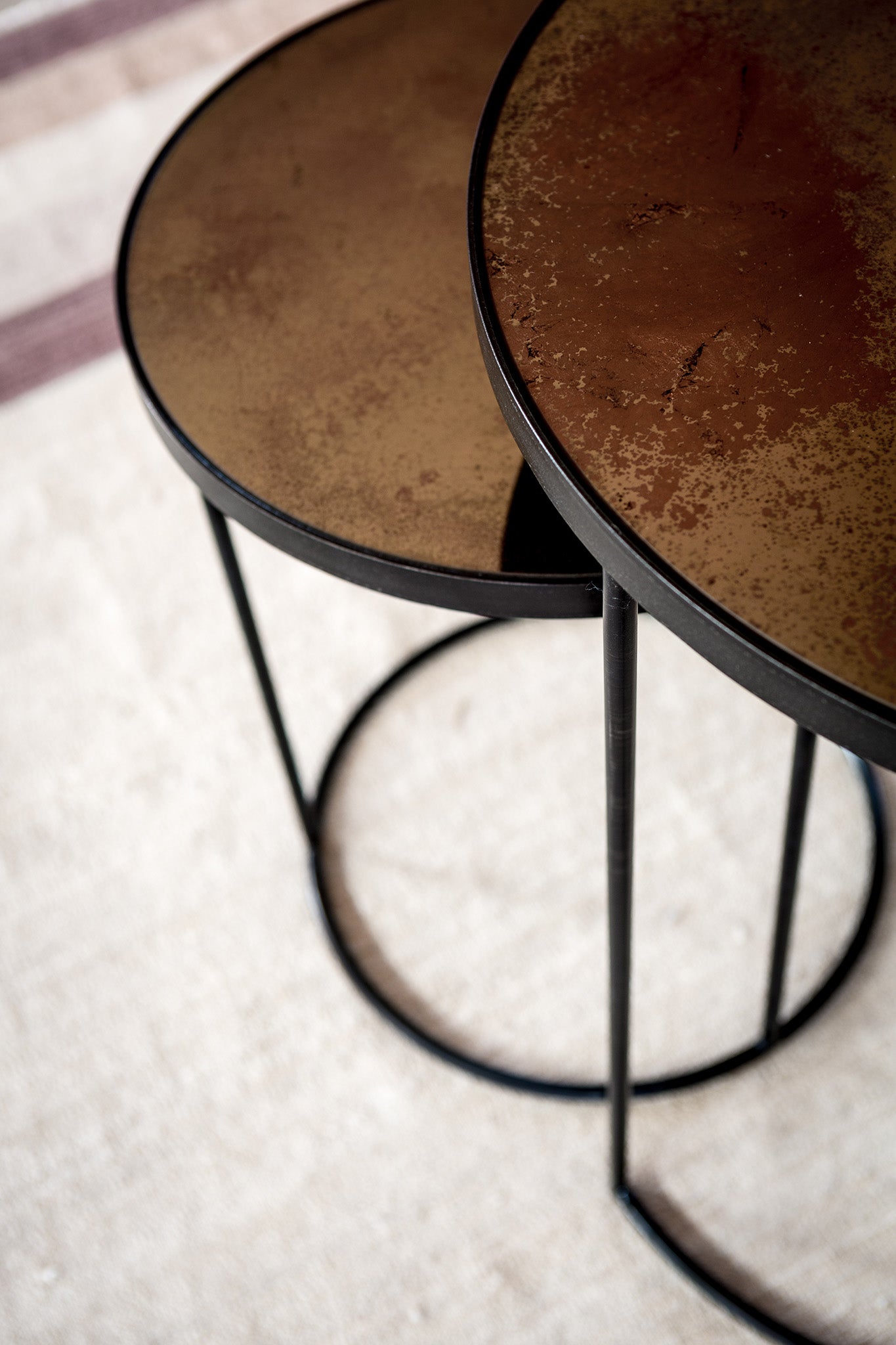 Bronze Copper Nesting Side Table - Set of 2