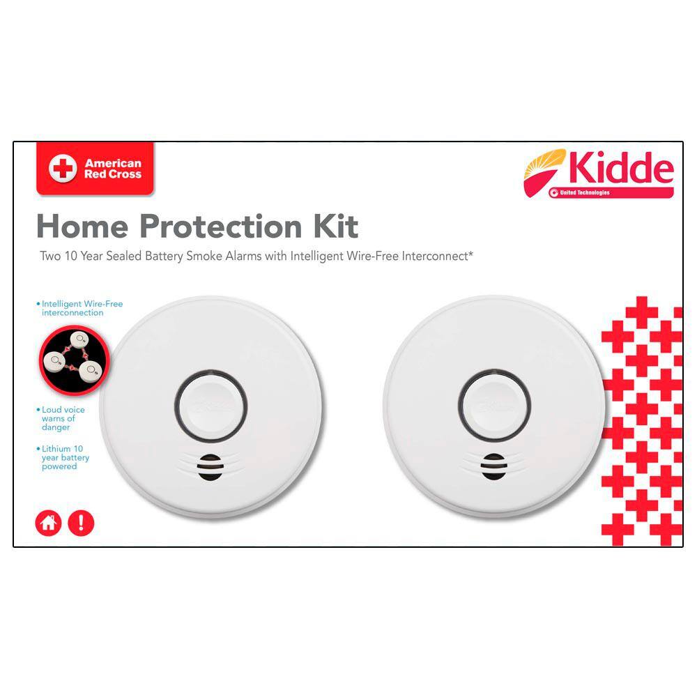 Kidde 10 Year Worry-Free Sealed Battery Smoke Detector with Intelligent and Wire-Free Voice Interconnect (2-Pack) 21028749