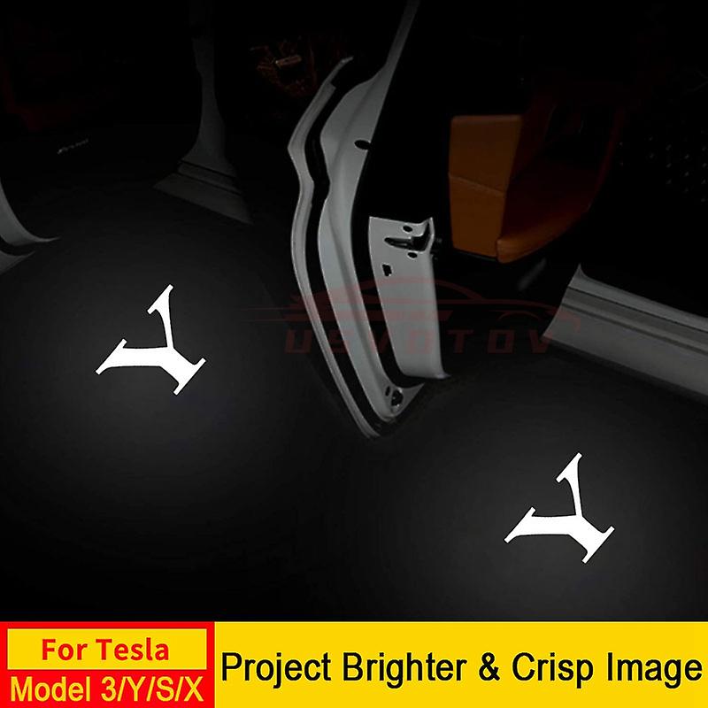 Born Pretty Led Welcome Puddle Lights For Tesla Model 3 Y X S 2023 2022 2021 Projection Bright Logo Car Emblem Atmosphere Lamp Accessories