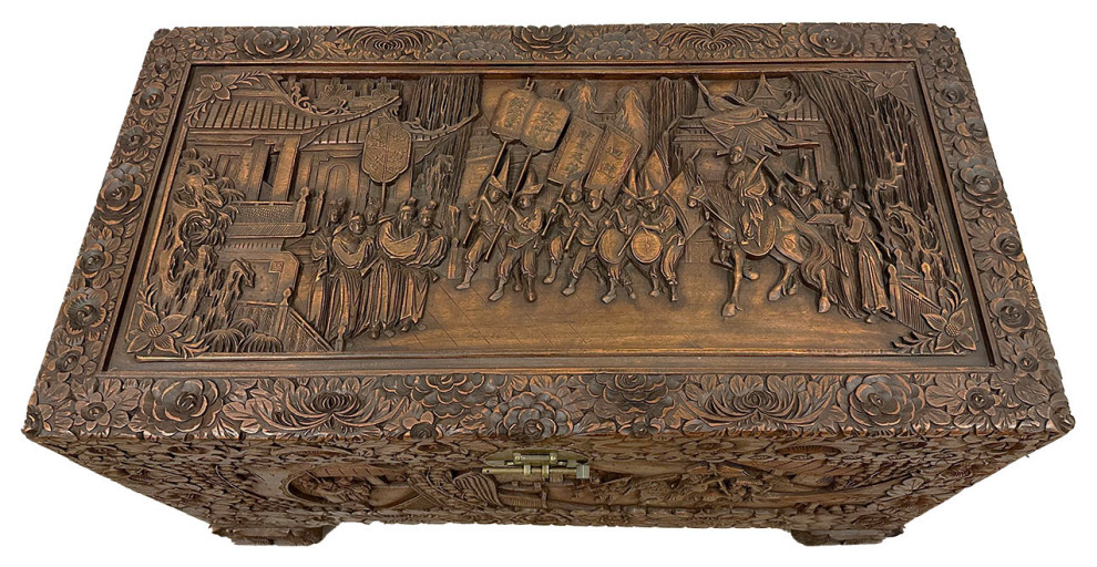 Consigned Early 20th Century Chinese Carved Camphor Wood Hope Chest   Asian   Accent Chests And Cabinets   by Golden Treasures Antiques and Collectibles Inc  Houzz