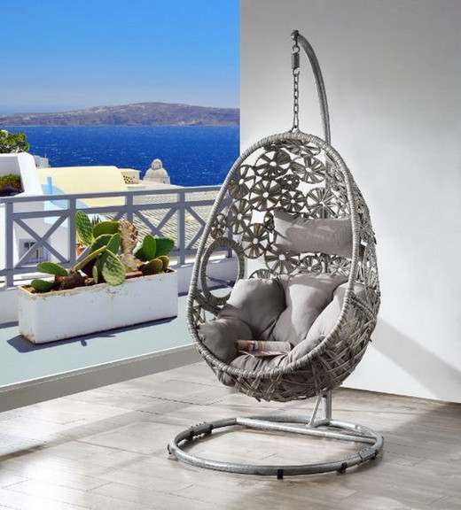 ACME Sigar Patio Hanging Chair with Stand  Light G...