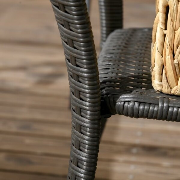 Outdoor PE Rattan Coffee Table with Storage Shelf，HandWoven Wicker