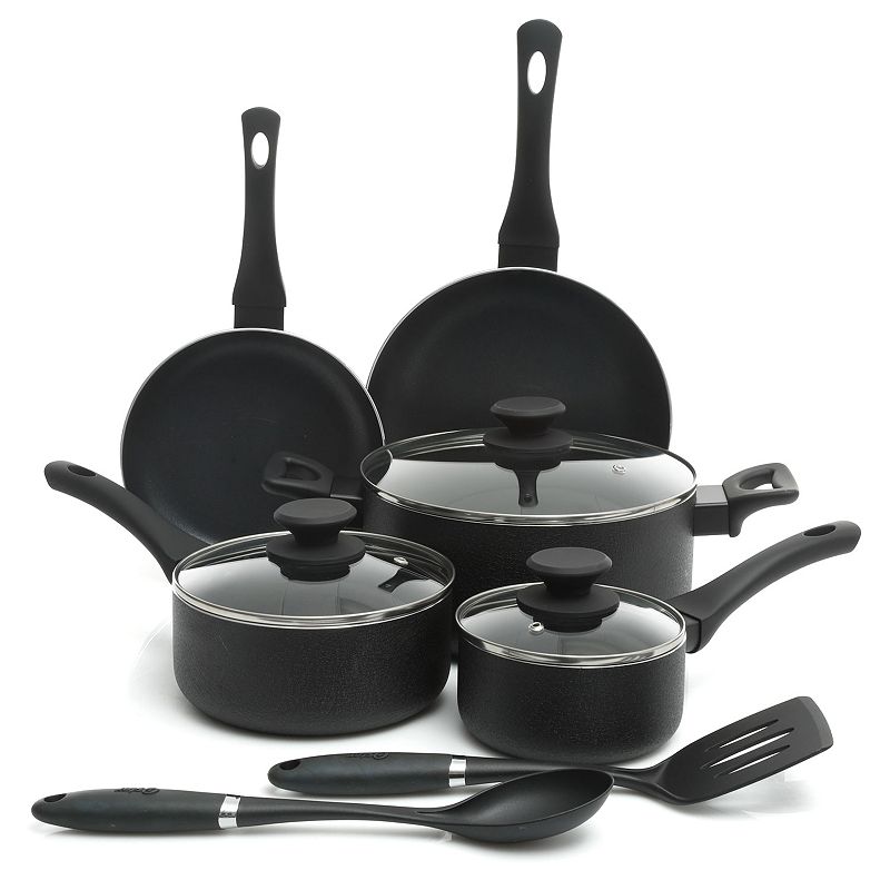 Oster Cocina Ashford 10 Piece Aluminum Nonstick Cookware Set in Black