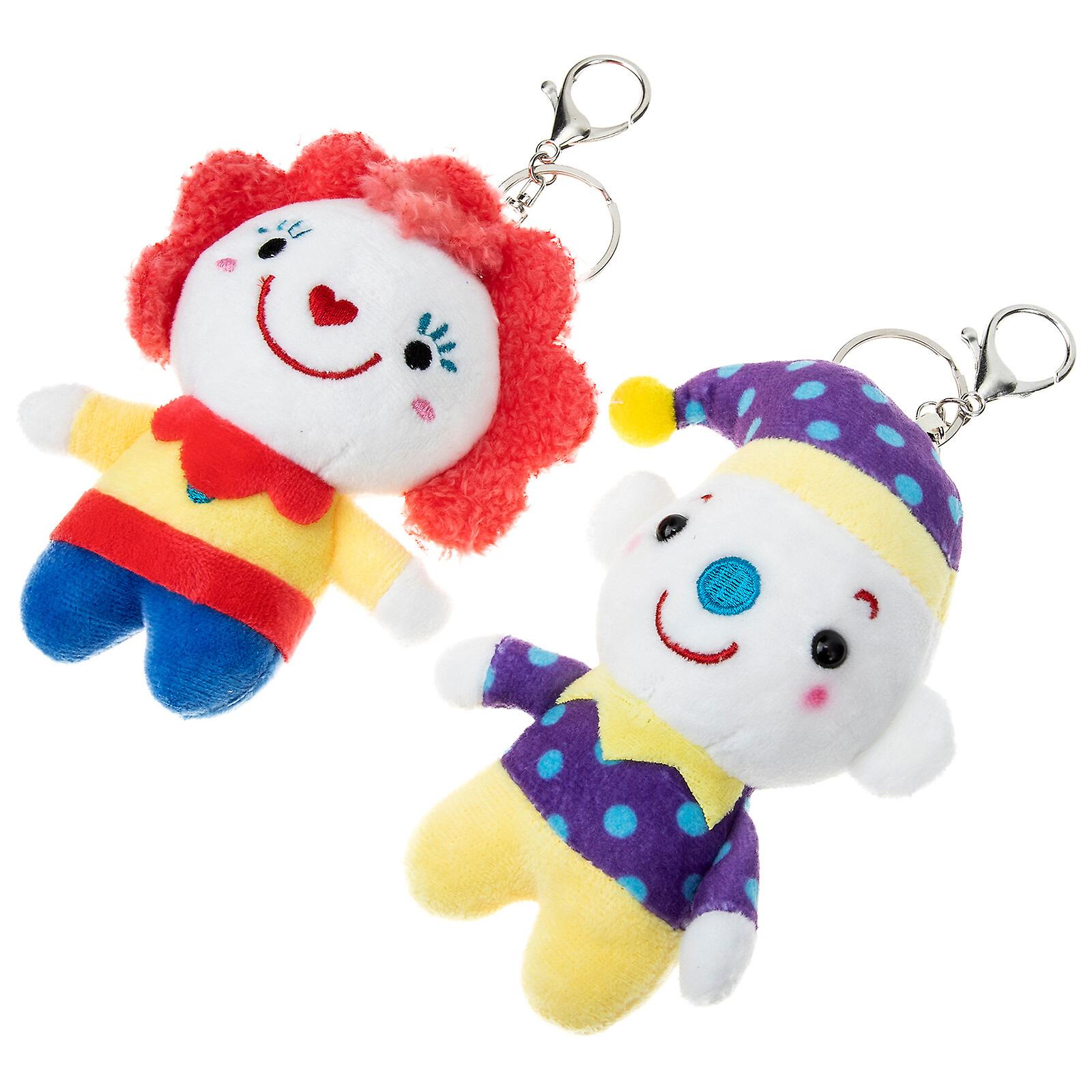 2pcs Stuffed Doll Keychain Stuffed Doll Pendant Plush Clown Keychain Schoolbag Plush Pendants