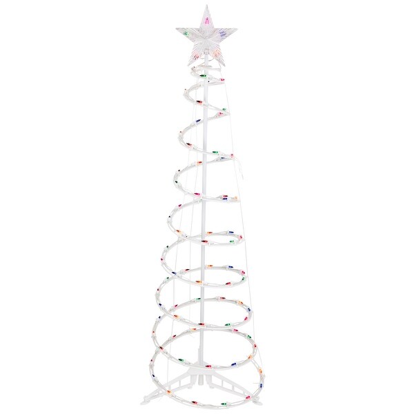 4ft Lighted Spiral Christmas Tree with Star Tree Topper，Multi Lights