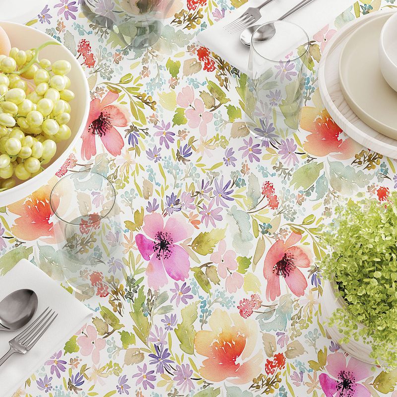 Square Tablecloth， 100% Polyester， 60x60， Botanical Garden Dogwood