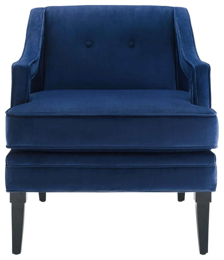 Remi Navy Button Tufted Performance Velvet Armchair   Contemporary   Armchairs And Accent Chairs   by Virgil Stanis Design  Houzz