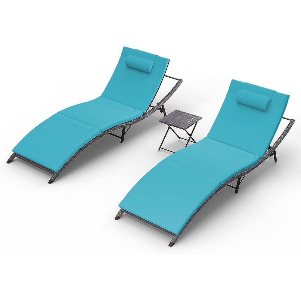 Kullavik Outdoor Chaise Lounge Furniture 3 Piece Set