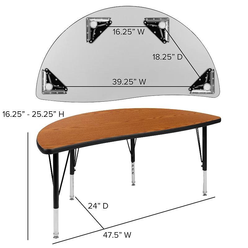 Kids Flash Furniture Emmy Half Circle Activity Table 2-piece Set