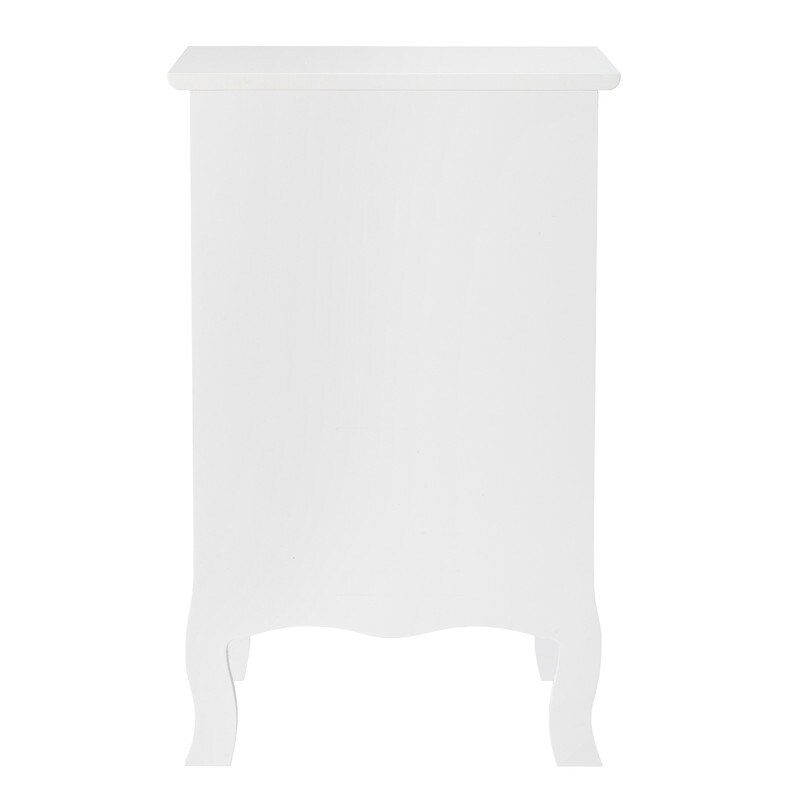 White MDF Nightstand with One Drawer