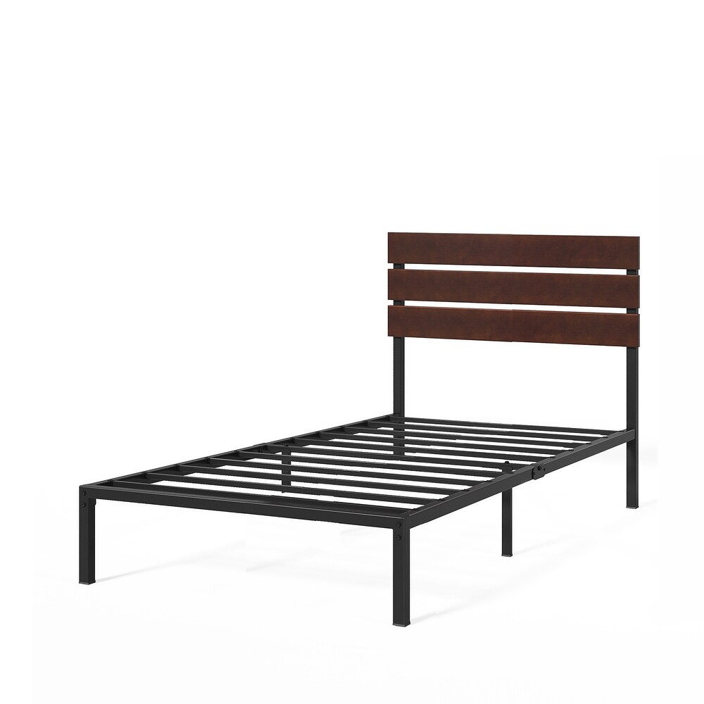 Priage by ZINUS Coffee Bean Bamboo and Metal Platform Bed Frame