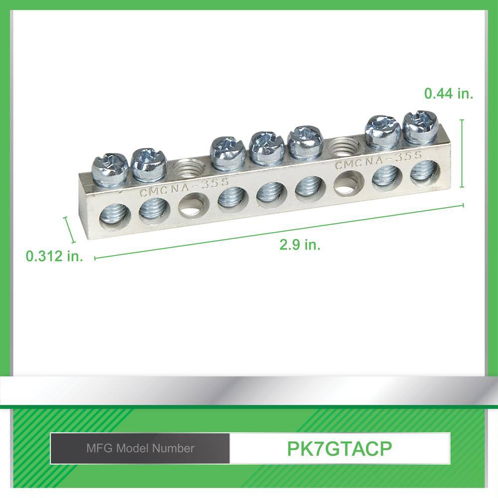 Square D 7 Terminal Ground Bar Kit for QOHomeline Electrical PanelLoad Center(PK7GTACP) PK7GTACP