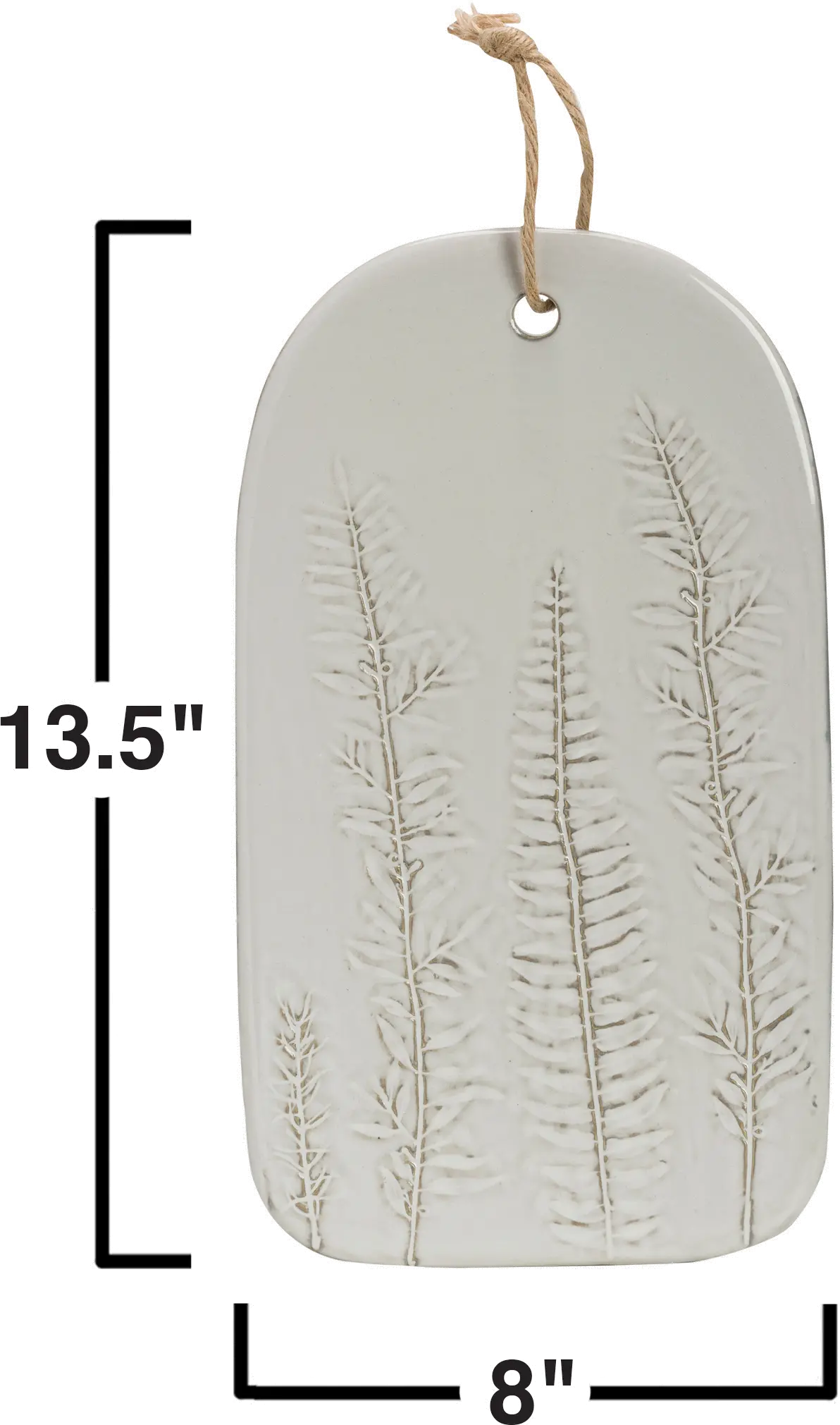 White Porcelain Serving Board with Frond Impressions