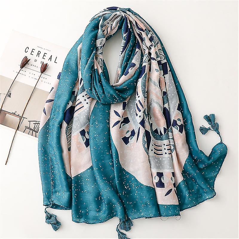 Women Scarves Lightweight Fashion Flowers Print Scarf Summer Spring Fall Winter Warm Shawl Wraps Girl Gifts1pcsgreen