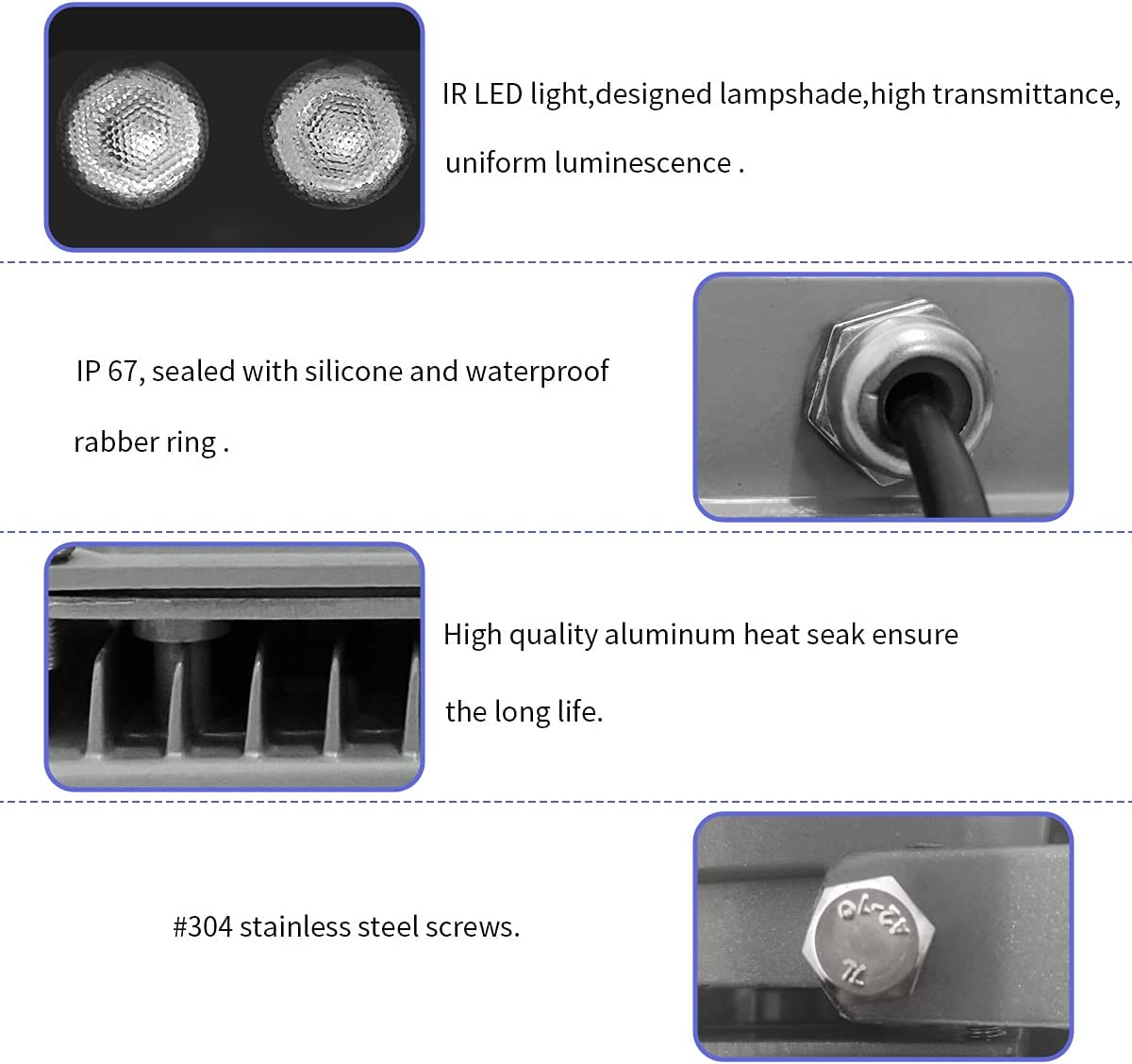 90º 80FT 850nm 6-LED IR Illuminator， IR Lights for Security Cameras Long Range Infrared Light Outdoor Infrared Illuminator for CCTV IP Camera