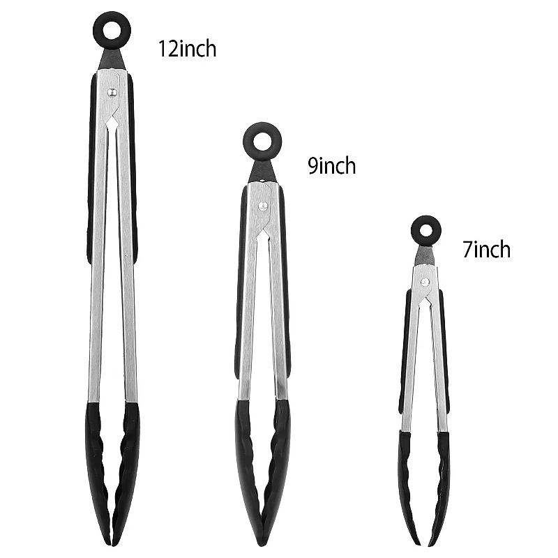 Silicone Kitchen Tongs， Stainless Steel， High Heat Resistance， Easy to Clean and Store