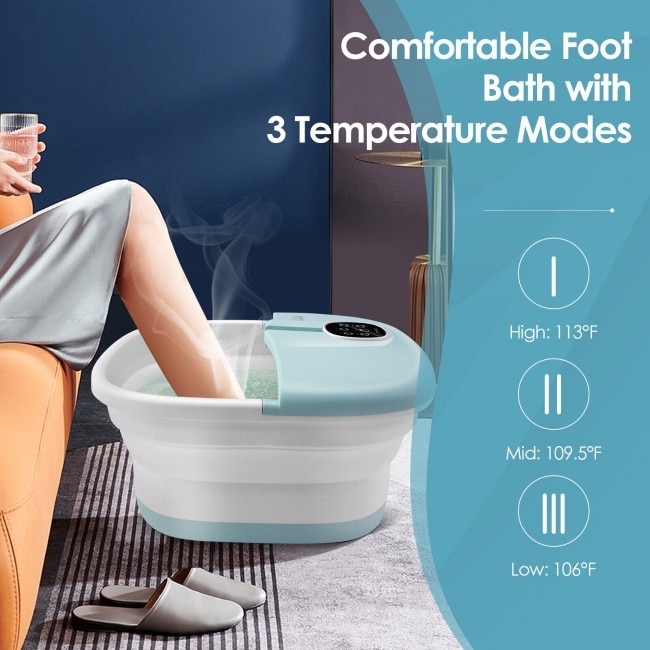 Folding Foot Spa Basin with Heat Bubble Roller Massage Temp and Time Set   13\