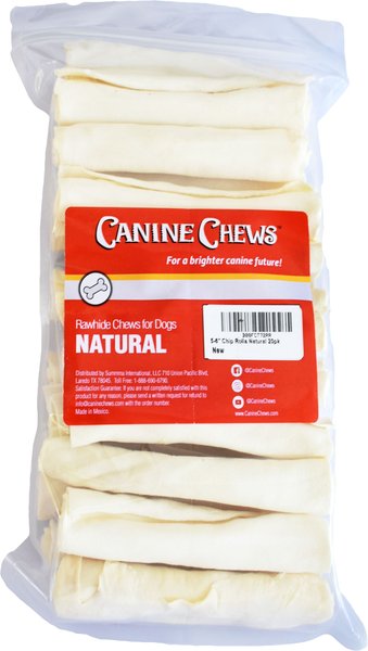 Canine Chews 5-6-inch Premium Chip Rolls Natural Beef Flavor Dental Dog Chews