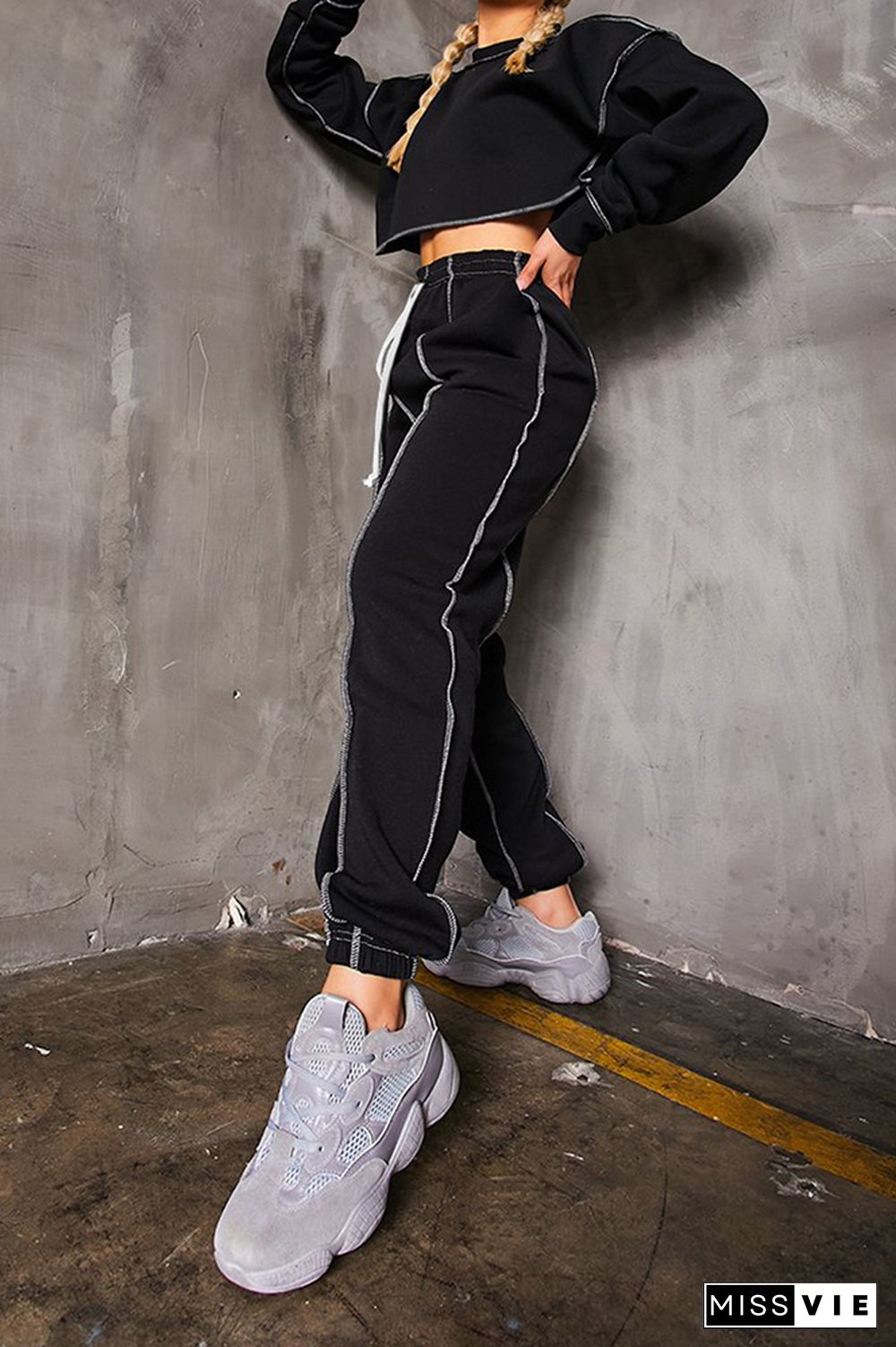 Long Sleeve Crop Tops & Pants Sports Set Wholesale