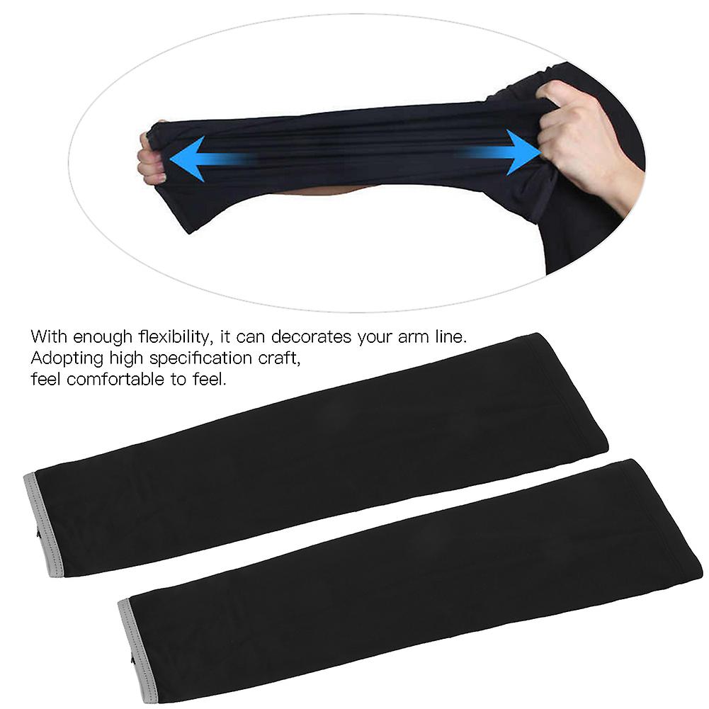 1 Pairs Arm Sleeves For Sun Protection， Reflective Strap Arm Sleeves Cooling Sports Half Finger Sleeves For Cycling， Sports， Run， Basketball[l-black]