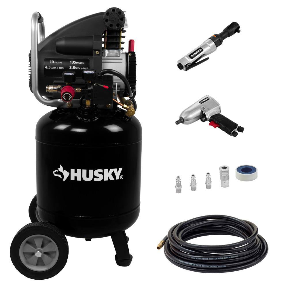 Husky 10 Gal. Portable Electric Air Compressor with Extra Value Kit L210VWDVP