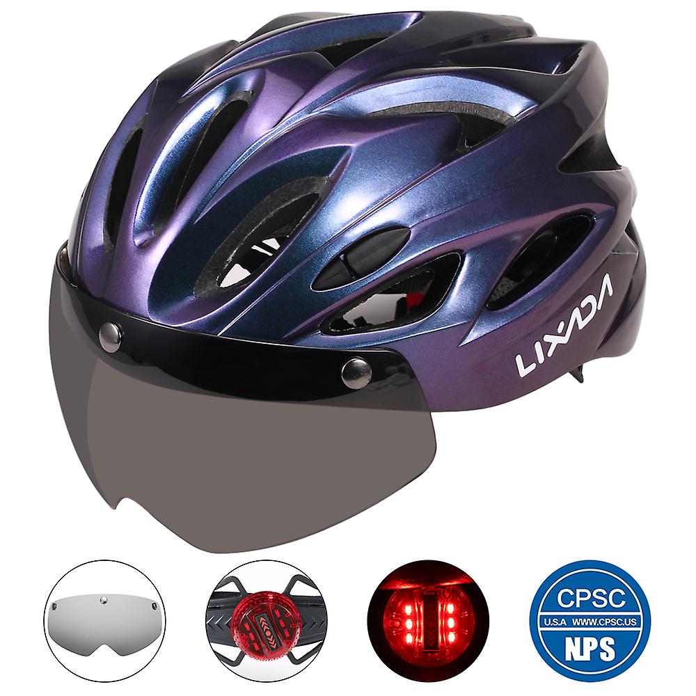 Lixada Lightweight Bike Cycling Helmet With Detachable Magnetic Goggles And Led Light Mountain Road Bicycle Helmets Outdoor Sport Safety Protective He