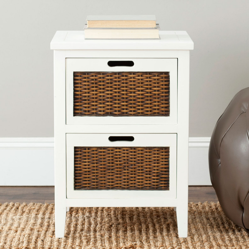 Aneta Two Drawer End Table White   Transitional   Side Tables And End Tables   by AED Luxury Home Decor  Houzz