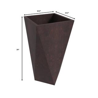 Leisuremod Aloe Fiberstone and MGO Clay Planter Set Modern Tapered Square Planter Pot for Indoor and Outdoor (Brown) (3-Piece) AP24-29-35BR