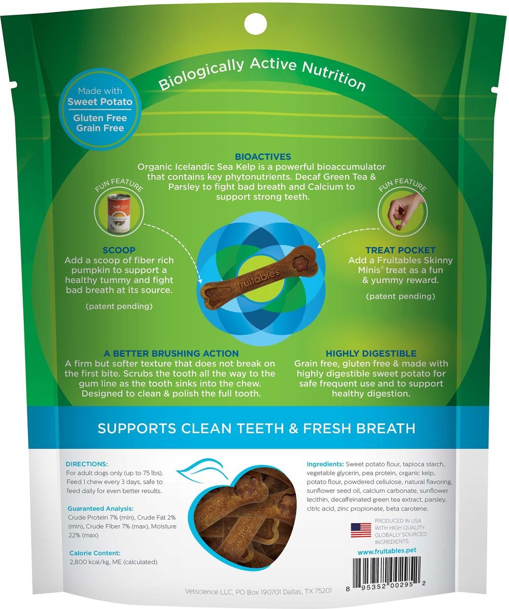 Fruitables BioActive Fresh Mouth Grain-Free Medium Dental Dog Treats